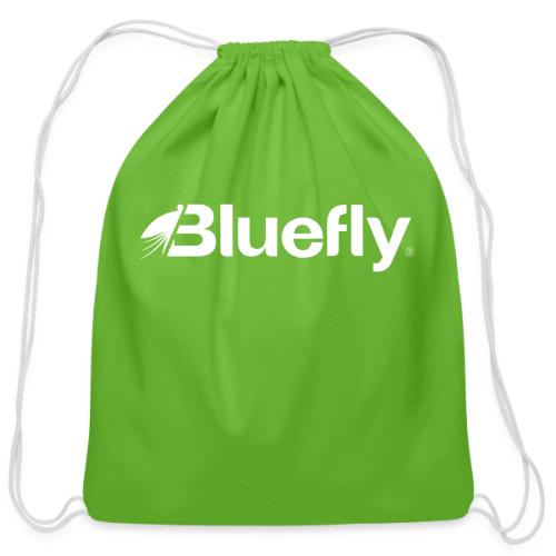 Bluefly Logotype - White - Cotton Drawstring Bag