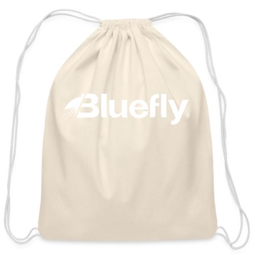 Bluefly Logotype - White - Cotton Drawstring Bag