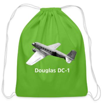 Douglas DC-1 Vintage Aircraft Tee - Cotton Drawstring Bag - clover - Front