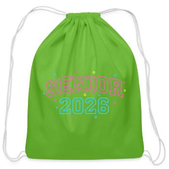 Senior 2026 Neon Outline - Cotton Drawstring Bag - clover - Front