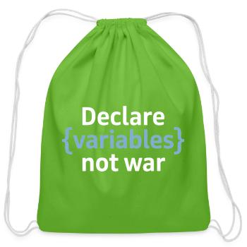 Declare Variables Not War Coding Humor - Cotton Drawstring Bag - clover - Front