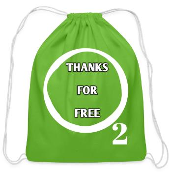 Thanks For Free Circular Badge - Cotton Drawstring Bag - clover - Front