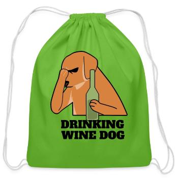 Funny Dogue De Bordeaux Drinking Wine Dog T-Shirt - Cotton Drawstring Bag - clover - Front