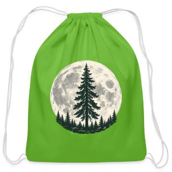 Pine Tree Moon - Cotton Drawstring Bag - clover - Front