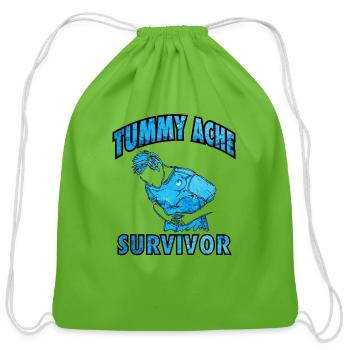 Tummy Ache Survivor - Cotton Drawstring Bag - clover - Front