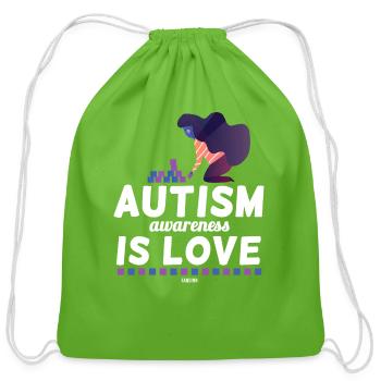 Autism Awareness - Cotton Drawstring Bag - clover - Front