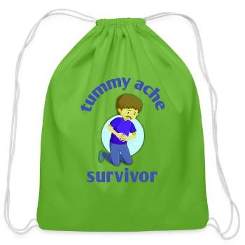 Tummy Ache Survivor - Cotton Drawstring Bag - clover - Front