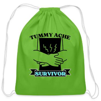 Tummy Ache Survivor - Cotton Drawstring Bag - clover - Front