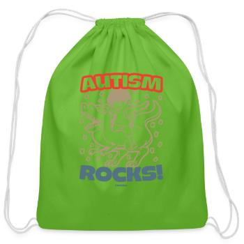 Autism rocks - Cotton Drawstring Bag - clover - Front