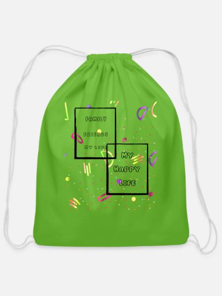 Happy life.... - Cotton Drawstring Bag - clover