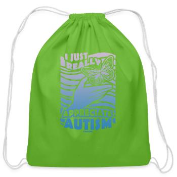 I like autism - Cotton Drawstring Bag - clover - Front