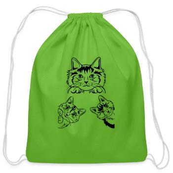 Cut cat faces - Cotton Drawstring Bag - clover - Front