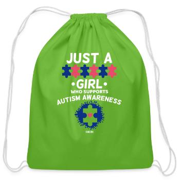 Autism Asperger's Syndrome girl - Cotton Drawstring Bag - clover - Front