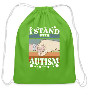 I am autist - Cotton Drawstring Bag - clover - Front