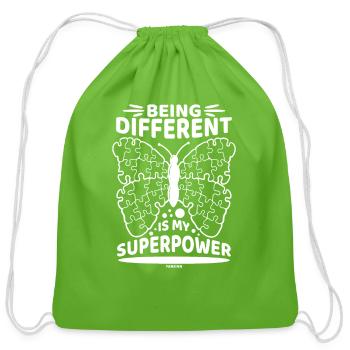 White butterfly for autistic gift - Cotton Drawstring Bag - clover - Front