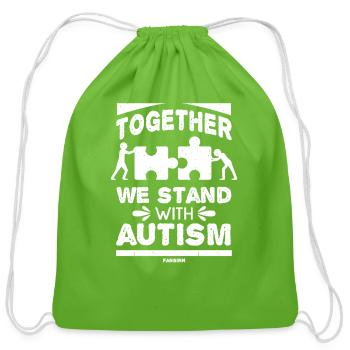 Autism awareness puzzle - Cotton Drawstring Bag - clover - Front