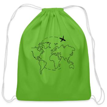 Travel around the world design - Cotton Drawstring Bag - clover - Front