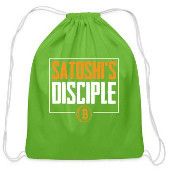 Satoshi's Disciple Bitcoin Logo - Cotton Drawstring Bag - clover - Front