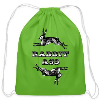 Rabbit Ass - mirror - Cotton Drawstring Bag - clover - Front