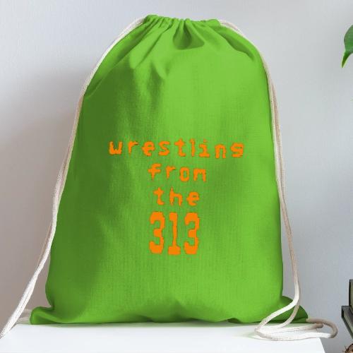 Wrestling from the 313 (orange) - Cotton Drawstring Bag