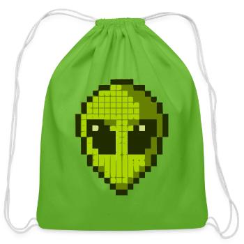Green Alien Face - Cotton Drawstring Bag - clover - Front