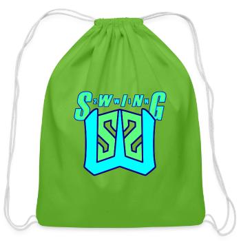 SWING2WIN Logo&Name Overlap NavyMintGreenAquaBlue - Cotton Drawstring Bag - clover - Front