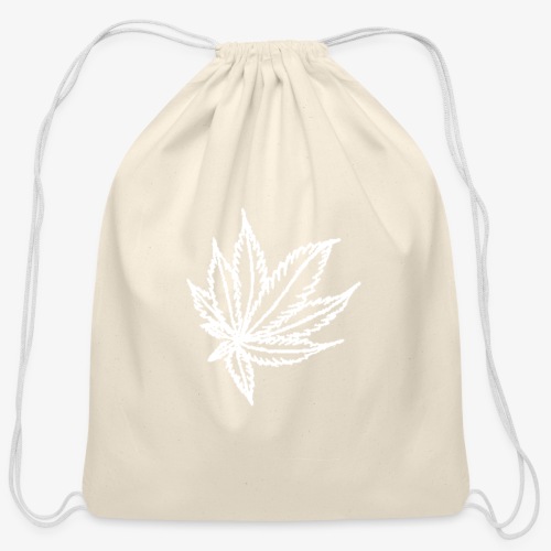 white leaf - Cotton Drawstring Bag