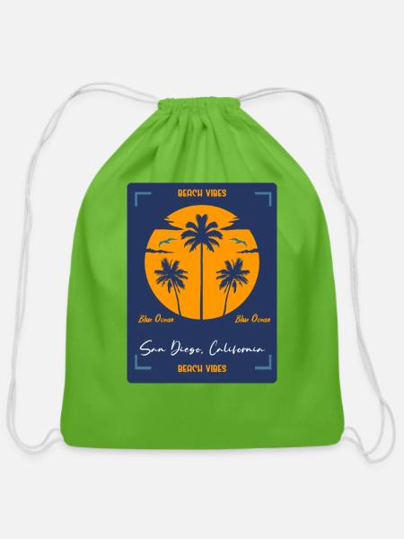 Ocean Vibes - Cotton Drawstring Bag - clover