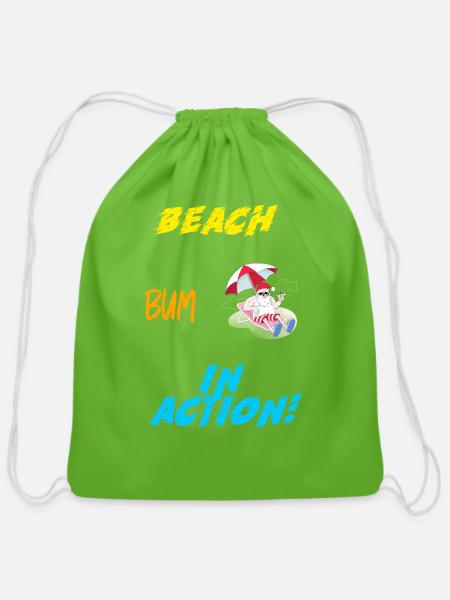 beach bum - Cotton Drawstring Bag - clover