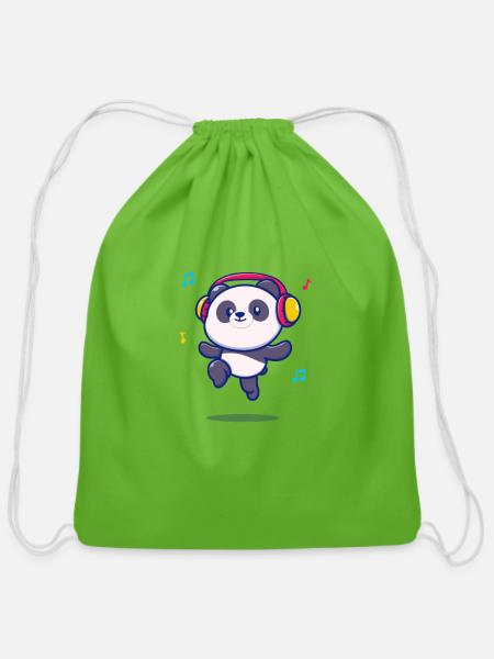 panda music - Cotton Drawstring Bag - clover