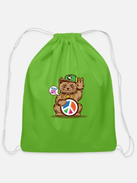 peace love unity - Cotton Drawstring Bag - clover