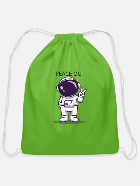 peace out astronaut - Cotton Drawstring Bag - clover