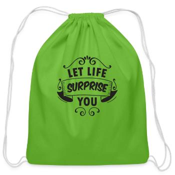 Let life surprise you - Cotton Drawstring Bag - clover - Front