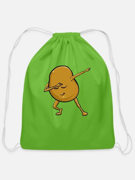 spud potato dabbing - Cotton Drawstring Bag - clover