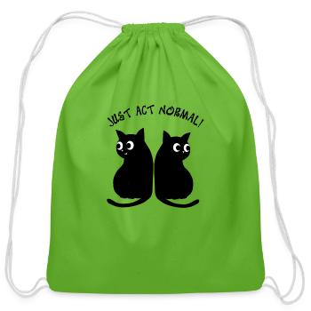 JUST ACT NORMAL - BLACK CATS - Cotton Drawstring Bag - clover - Front