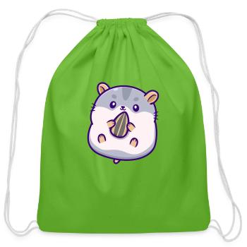 Cute hamster eating sunflower seed - Cotton Drawstring Bag - clover - Front