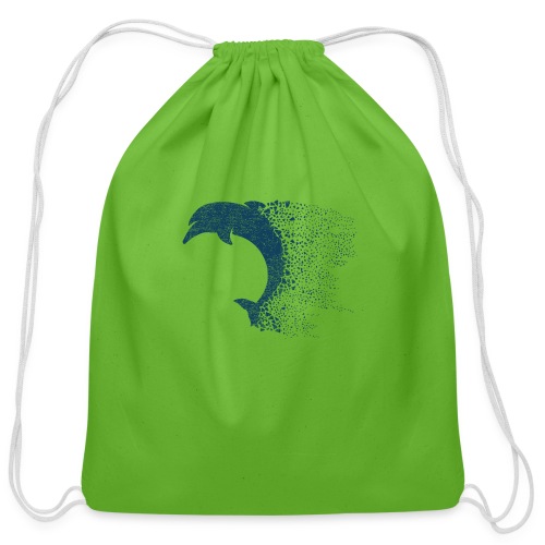South Carolina Dolphin in Blue - Cotton Drawstring Bag