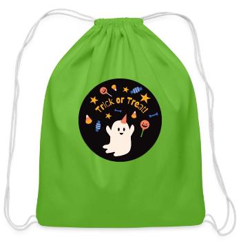 Cute Halloween ghost - Cotton Drawstring Bag - clover - Front