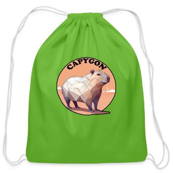 Low Poly Capybara - Cotton Drawstring Bag - clover - Front