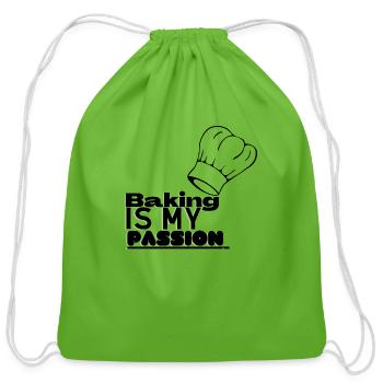 Baking is My Passion - Cotton Drawstring Bag - clover - Front