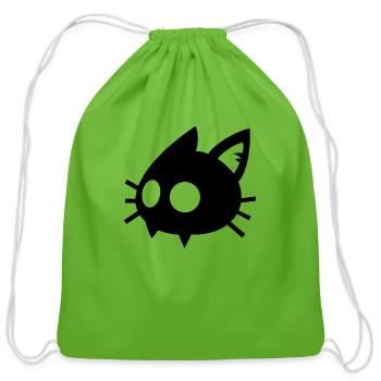 cat face - Cotton Drawstring Bag - clover - Front