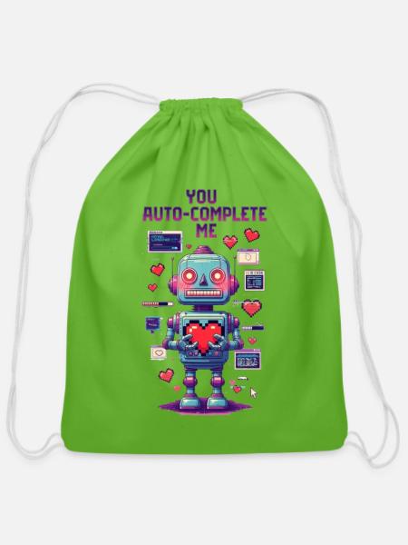 You Auto-Complete Me Robot - Cotton Drawstring Bag - clover