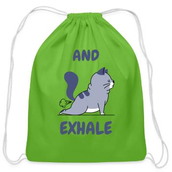 funny cat - Cotton Drawstring Bag - clover - Front