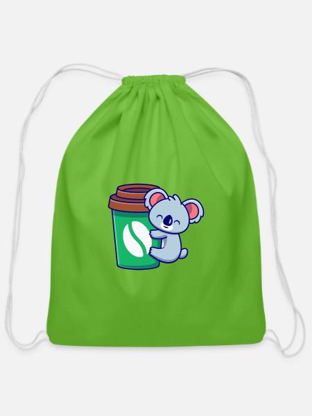 CUTE KOALA LOVE COFFEE - Cotton Drawstring Bag - clover