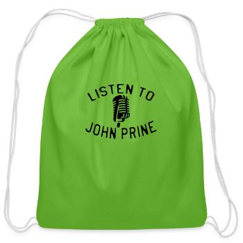 Listen to John Prine - Cotton Drawstring Bag - clover - Front