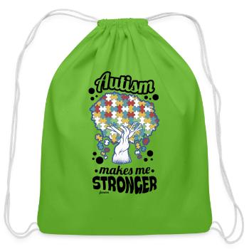 Autism puzzle tree - Cotton Drawstring Bag - clover - Front