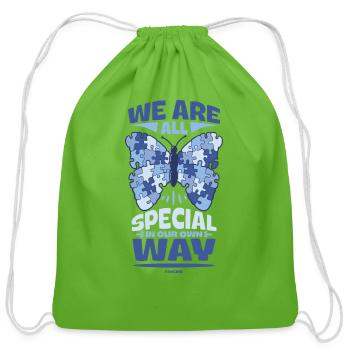 Autism - we are all special - Cotton Drawstring Bag - clover - Front