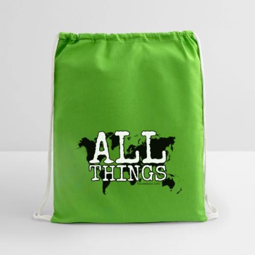 All Things World Map - Cotton Drawstring Bag
