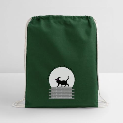 Witch's Cat In A Witch's Hat - Cotton Drawstring Bag