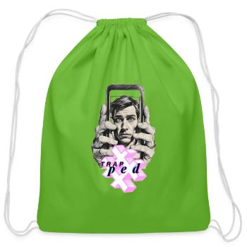 Trapped in the Screen - Cotton Drawstring Bag - clover - Front